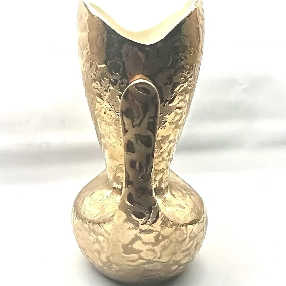 24k Weeping Gold Double Handled 9” Vase ~ Made In USA